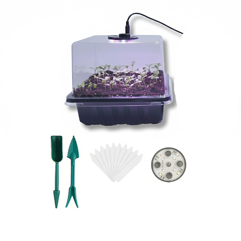 Seed Starter Tray - 1/2/3er-Pack 12/24/36-Zellen Saatgut-Keimschale mit 8 LED-Wachstumslampen