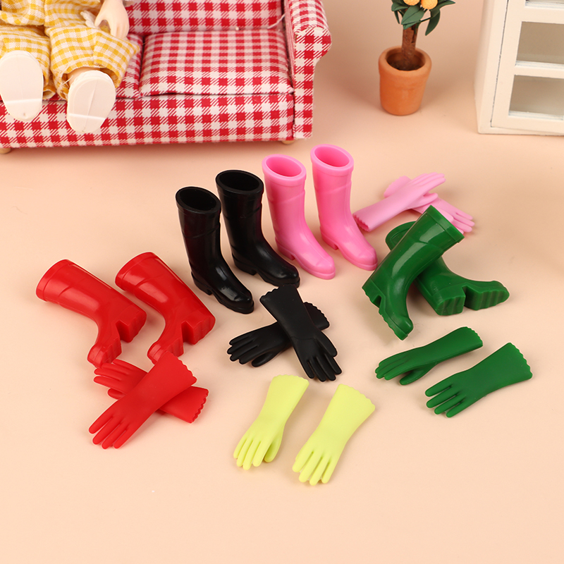 Garden Gloves - 1 Set 1:12 Puppenhaus Miniatur Regenstiefel