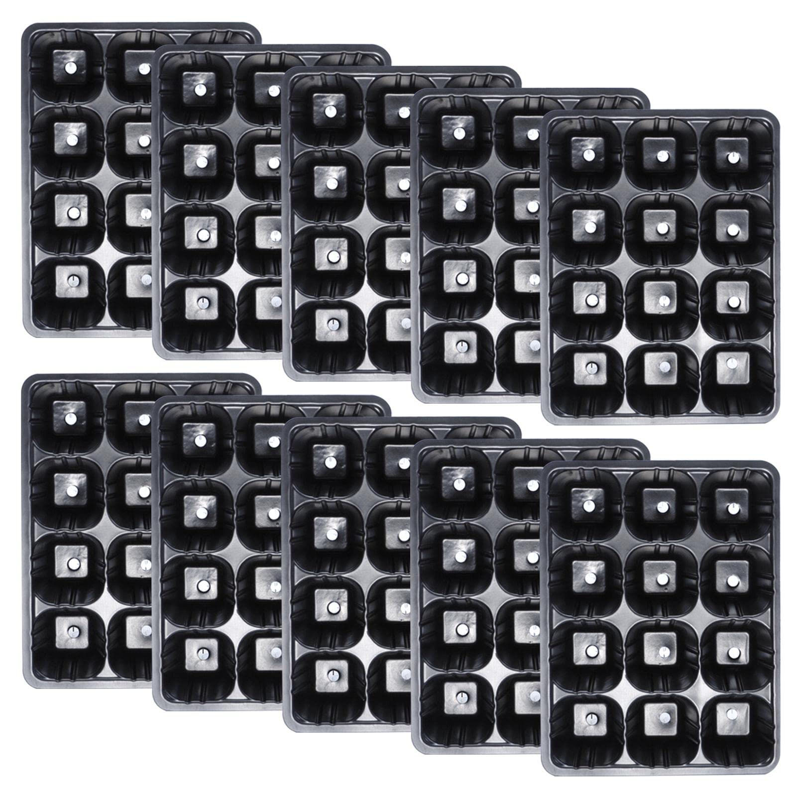 Seed Starter Tray - 12-Loch Schwarze Kunststoff-Anzuchtschale für Pflanzen, Gärtnerei,